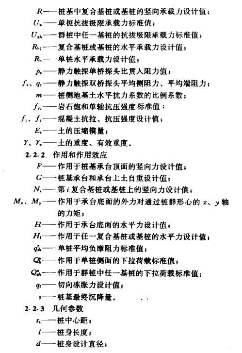 佛子山镇建筑桩基技术规范符号术语